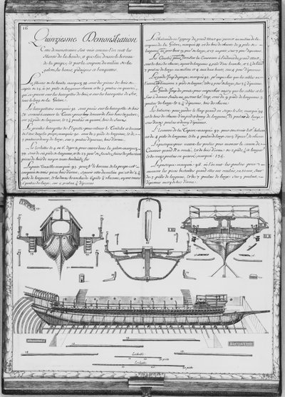 Bau einer Galeere mit Bug und Heck, fünfzehnte Demonstration, Tafel 16, Illustration aus 